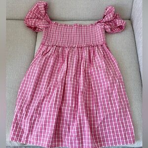 Sun-deh (Aritzia) Pink & White Gingham Puff Sleeve Dress